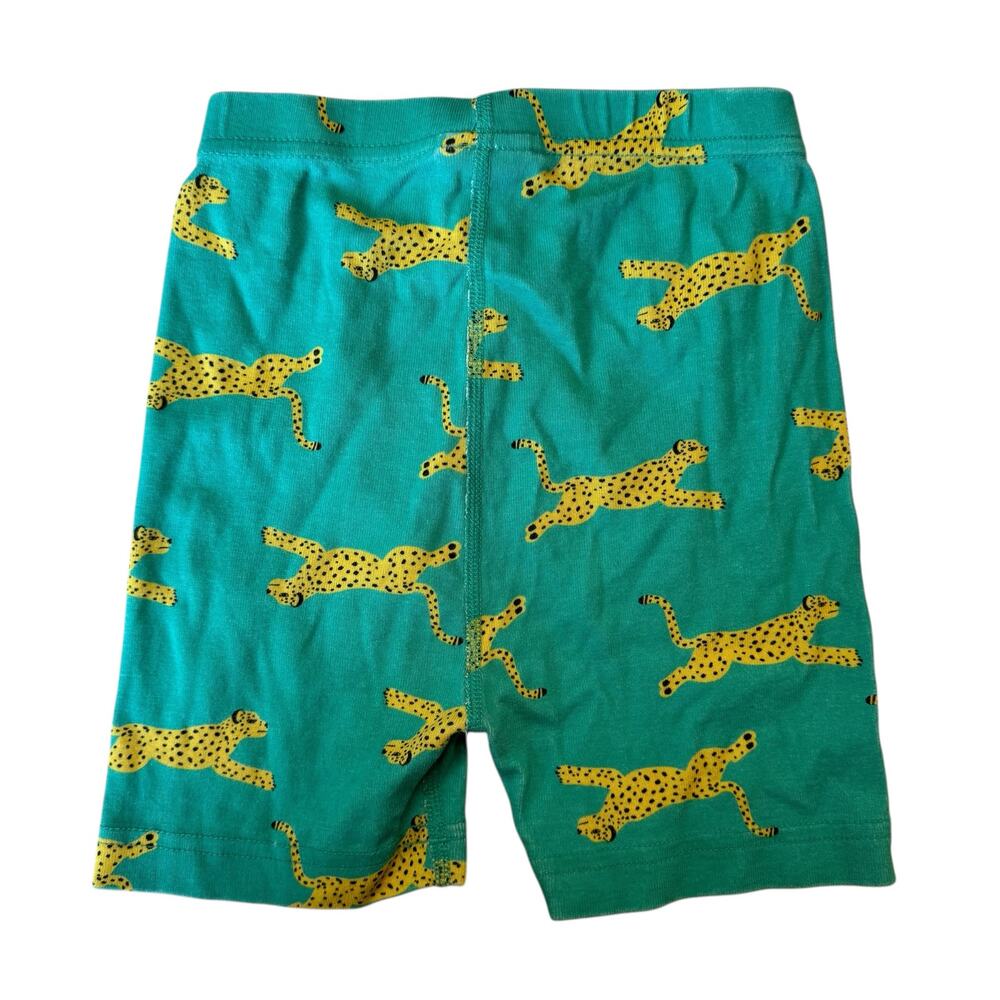 HANNA ANDERSSON Running Cheetah on Teal Green Pajama Shorts Size 120 6-7 Unisex - Picture 2 of 3